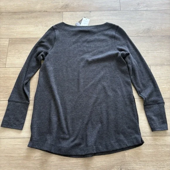 J. Jill Long Sleeve Tunic Top Size Small Boat Neck Cotton Blend Pockets Gray NWT - Picture 5 of 6